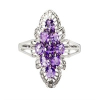 Unheated Oval Amethyst 4x3mm 14K White Gold Plate