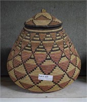 African Squat Bottom lidded gathering basket