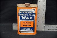 VINTAGE BOWLING ALLEY WAX CAN ADVERTISING