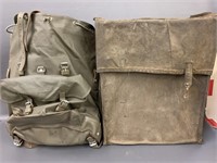 Vintage Military Canvas Backpack and Field Bag Set