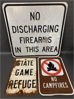 Vintage Metal Signs: No Discharging Firearms, Stat