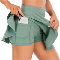 Women Sports Skort with Built-in Shorts and