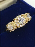 Gold Plated Sterling 2.8 Ct White Safire Ring