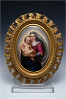 Handpainted Porcelain Plaque of Madonna & Child.