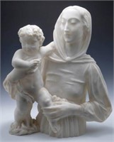 Carved Alabaster Sculpture of Madonna & Child.