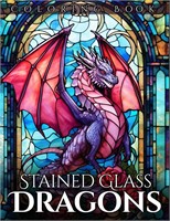 Stained Glass Dragons Coloring  Book