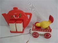 1950s - 1960s Plastic Hen Pull Toy