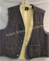 Genuine Sears Roebucks wool-lined denim vest, XL