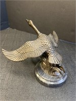 Enesco brass flying goose on marble base