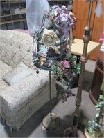 decorative bird cage on stand approx 4' tall