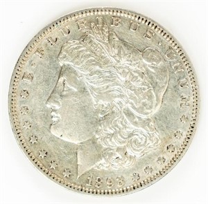 Coin **Rare 1893(P) Morgan Silver Dollar-XF-AU