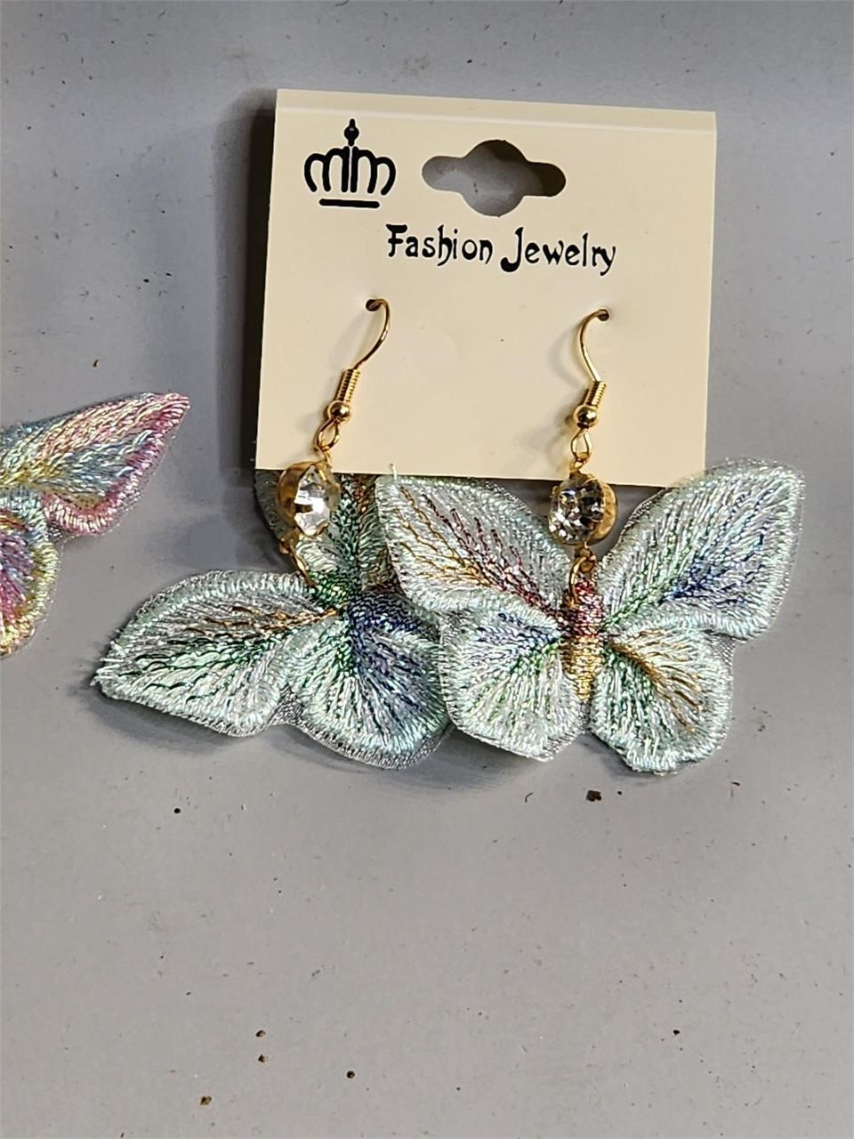 2 pair of butterfly earrings