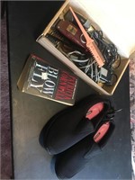 Box of clippers, book, shoes