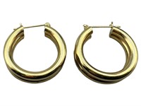 14k Double Hollow Hoop Earrings
