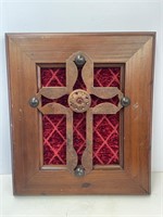 Rustic Cross on Wood Frame with Crush Velvet