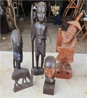 5 Hand carved wooden figures