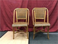 Pair rayan chairs with woven seat