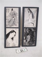 Lot of 2 2-Panel Japanese Artwork Pieces