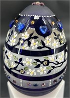 Stunning OOAK Fenton HP Aubergine Satin Egg By JK