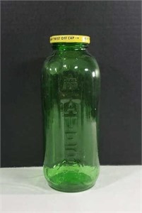 Vintage 40oz Embossed Emerald Green Glass