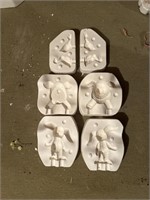 3 ceramic molds/bunny, pig & small duck