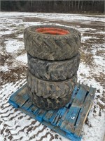 Used 10-16.5 Skidsteer Tires and Rims Foam Filled