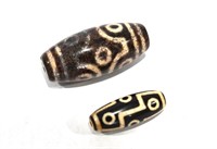 Two Chinese Tibetan Dzi Beads