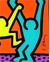 Keith Haring framed art on vintage paper