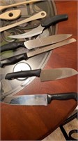 Kitchen utensils, knives, tongs