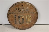 Vintage Cast Iron Iowa Highway 100 sign