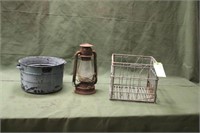 Vintage Lantern,Crate,Pot
