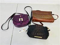 (3) Crocodile Style Purses