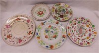 7 antique hand painted plates