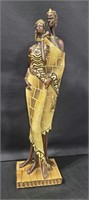 African Statue Art Lady and Man 19"h