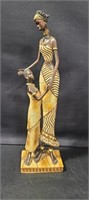 African Statue Art Lady and child 16.5"h