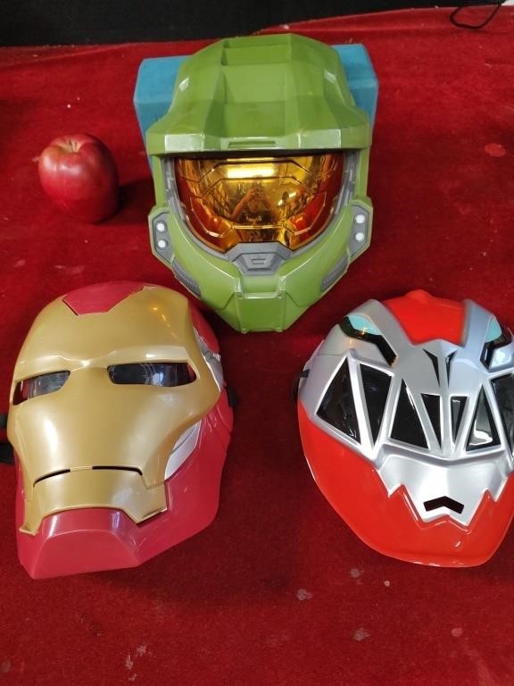 (3) Kids Masks - Halo, Iron Man & Power Ranger