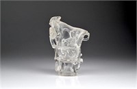 CHINESE ROCK CRYSTAL CARVED LIBATION CUP