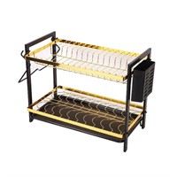 DISH RACK METAL BLACK AND GOLD MZY-222