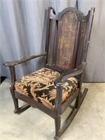 Vintage Wooden Rocking Chair with Cushioned Seat