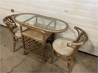 RATTAN TABLE AND CHAIRS