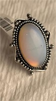 White Opal Colored Ring Size 7 German Silver