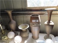 4 Copper Vases
