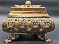 Heavy Resin Decorative Lidded & Footed Box