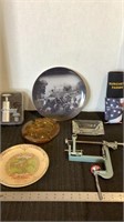 Mount Pleasant plate, rabbit, ashtrays, Koozies