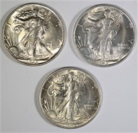 3 - 1945-S WALKING LIBERTY HALF DOLLARS