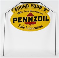 SOUND YOUR Z PENNZOIL DOUBLE SIDED TIN SIGN