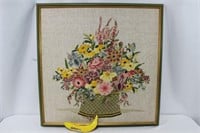 Vintage Fabulous Floral Crewel Art