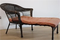 WICKER PATIO LOUNGE CHAIR WITH CUSHION