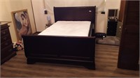 Wood Sleigh Bed Headboard & Footboard, Queen