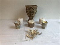 White Wash Urn, Candles & Accessories